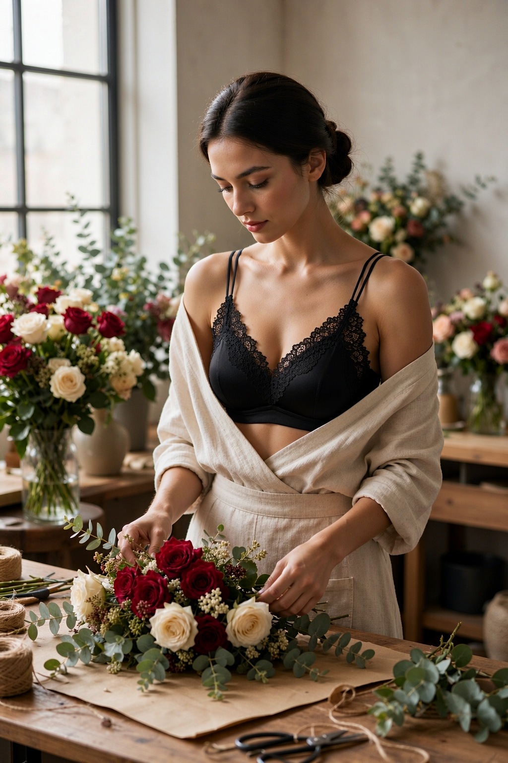 Lace Deep V Bra | Double Thin Straps | Light and Comfortable | 2682#