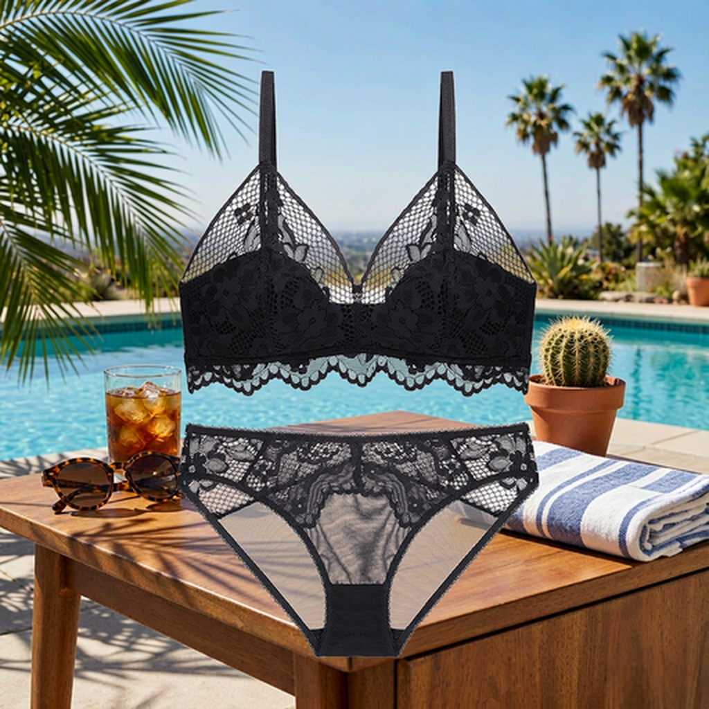 French Triangle Bra Set | Lightweight & Breathable | Everyday Beautiful Back Style | 9240#
