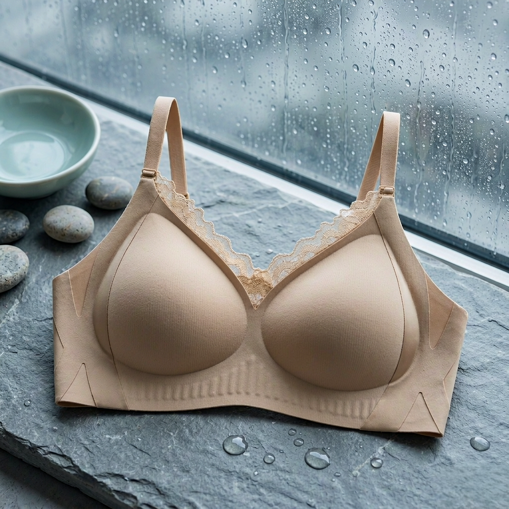 Lace V-neck Bra | Seamless Molded Cups | Side Support and Coverage | Style 6611