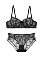 French Light Luxury Lace Underwire Lingerie Set | Romantic Scalloped Edge Breathable Mesh 4 Colors Available - 9339#