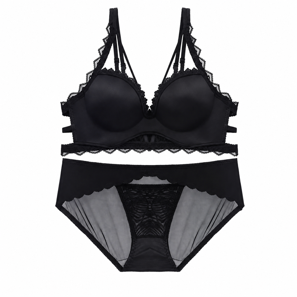 Lace Push-up Bra Set | Hollow Underband | Mesh Panty Set | BW2651#