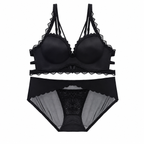 Lace Push-up Bra Set | Hollow Underband | Mesh Panty Set | BW2651#