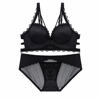Lace Push-up Bra Set | Hollow Underband | Mesh Panty Set | BW2651#